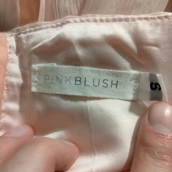 Pink Blush Baby Pink Chiffon Maxi Maternity Dress S Cottagecore Coquette Mesh - Picture 9 of 9